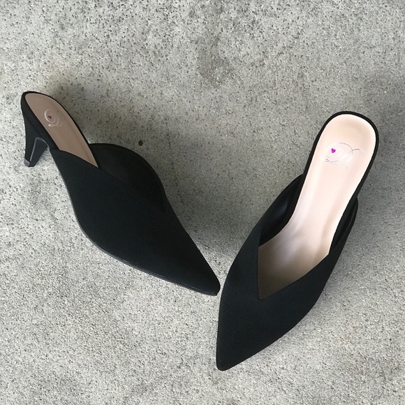 Last 1! Delicious black nubuck retro low heel Mule - Picture 2 of 2